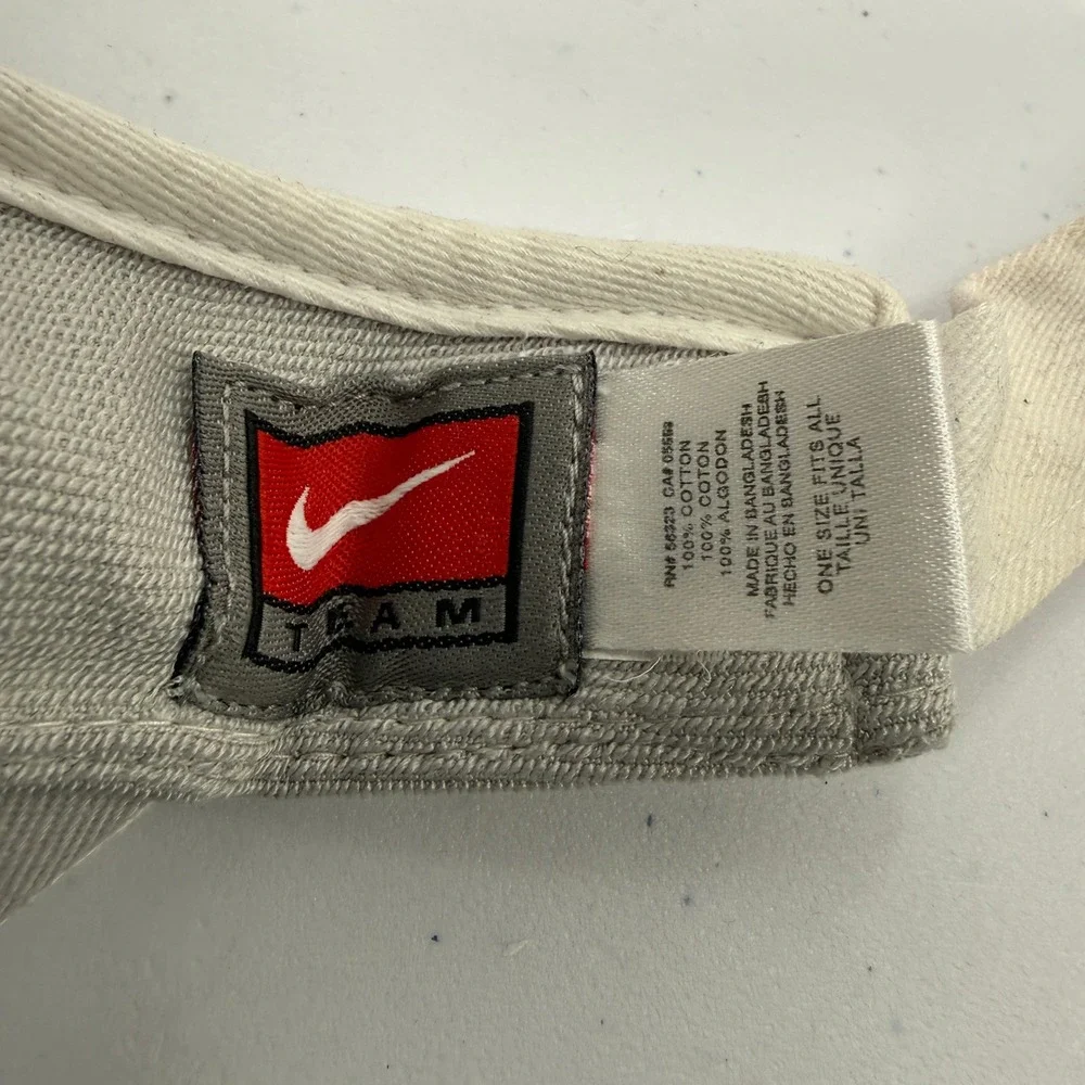 Y2K Nike Visor Mens White Red Oklahoma Sooners OU NCAA‎ Adjustable Cotton Hat